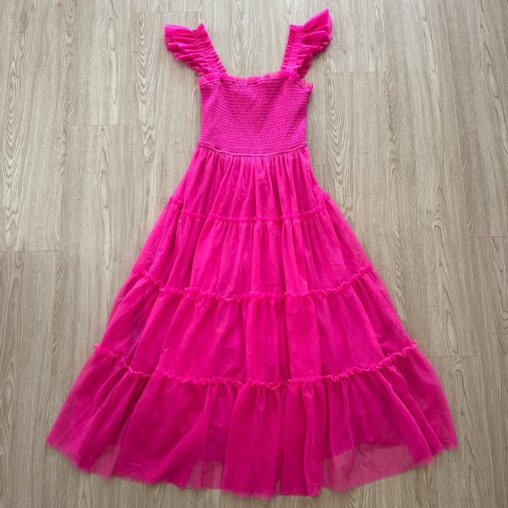 Elegant Pink Ruffle Maxi Dress - Picture 6 of 6